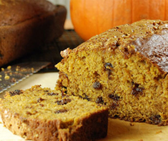 Pumpkin Bread with Chocolate Chips & Raisins